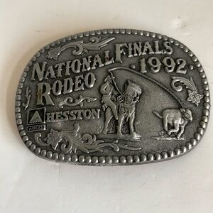 Silver Rodeo Belt Buckle NFR 1992